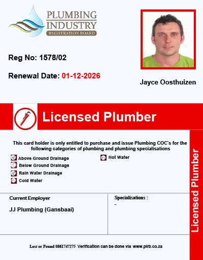 JJ Plumbing Business Card